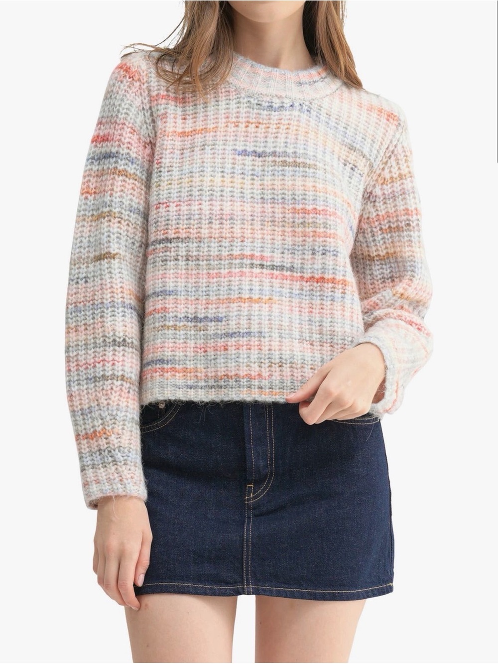 All in Favor Pastel Multi-Stripe Crewneck Sweater